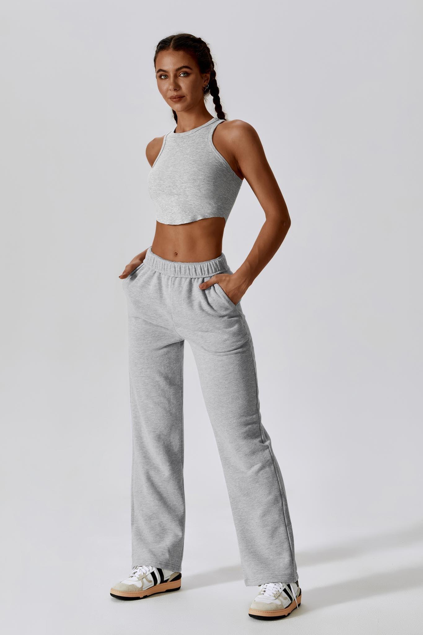 Madison Sleeveless Crop Top - Rhino Grey